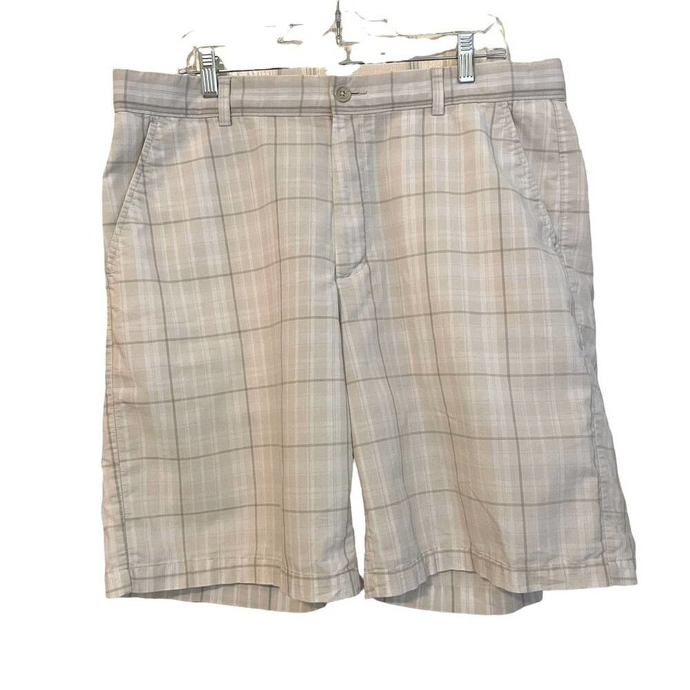 Greg Norman for Tasso Ella Tan Plaid Gold‎ Shorts Size 36